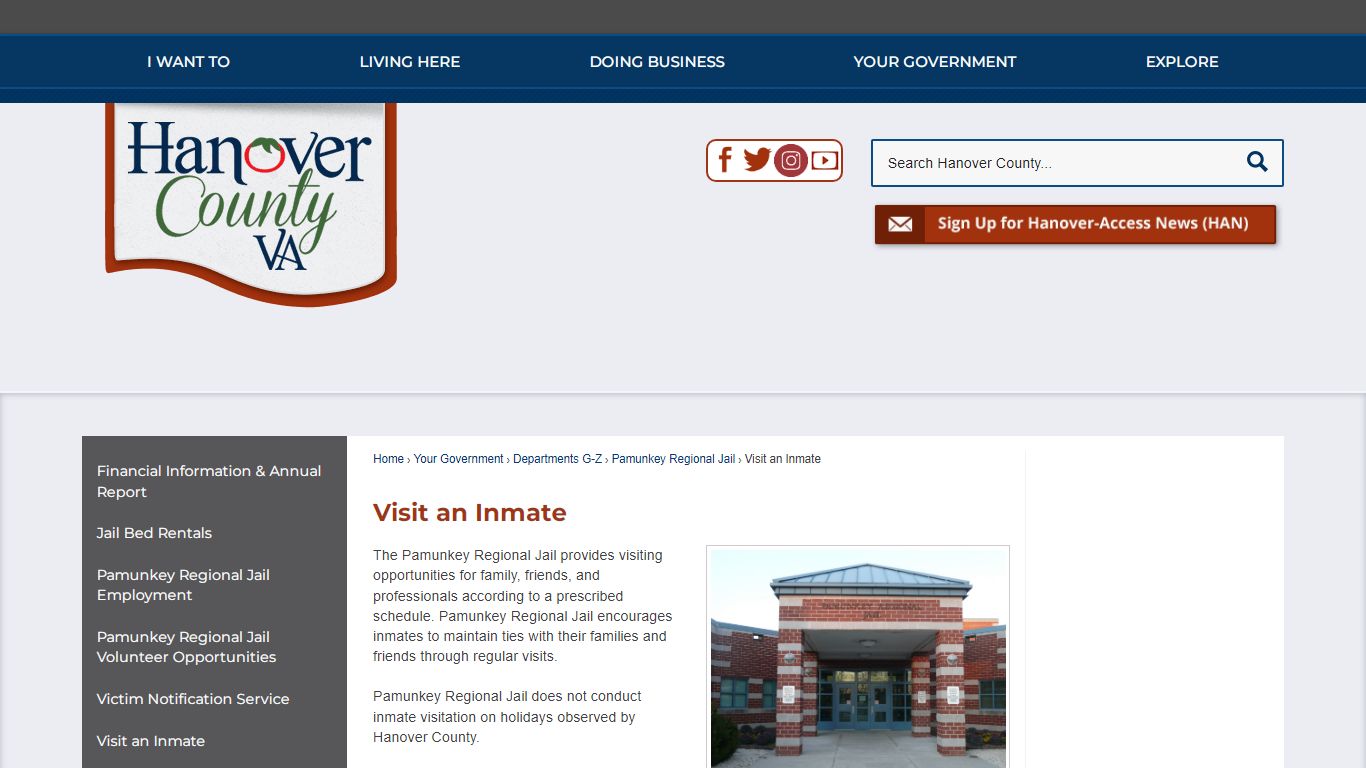 Visit an Inmate | Hanover County, VA
